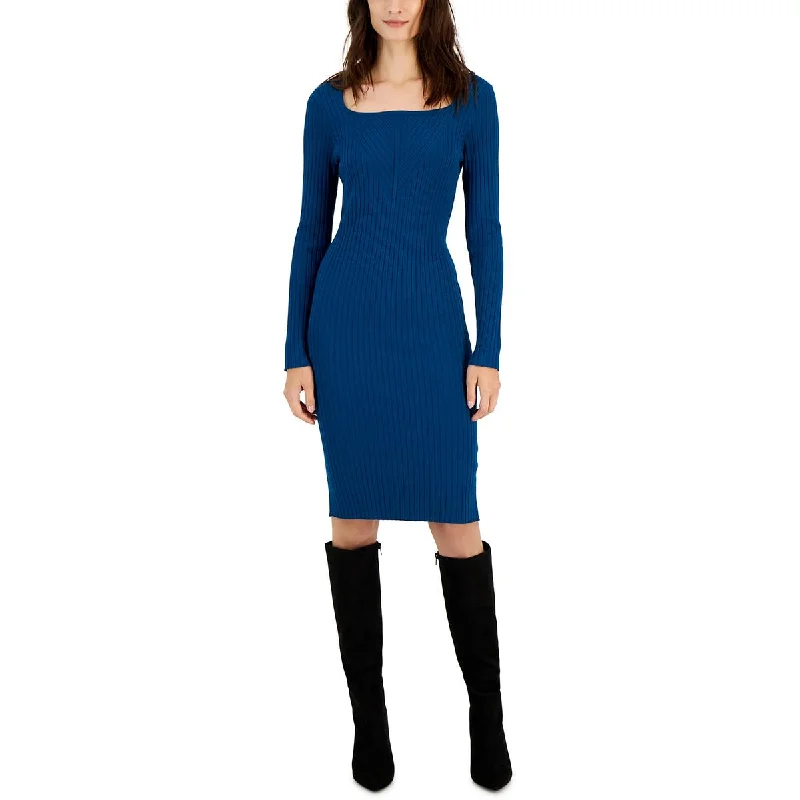 Taylor Womens Ribbed Midi Sweaterdress