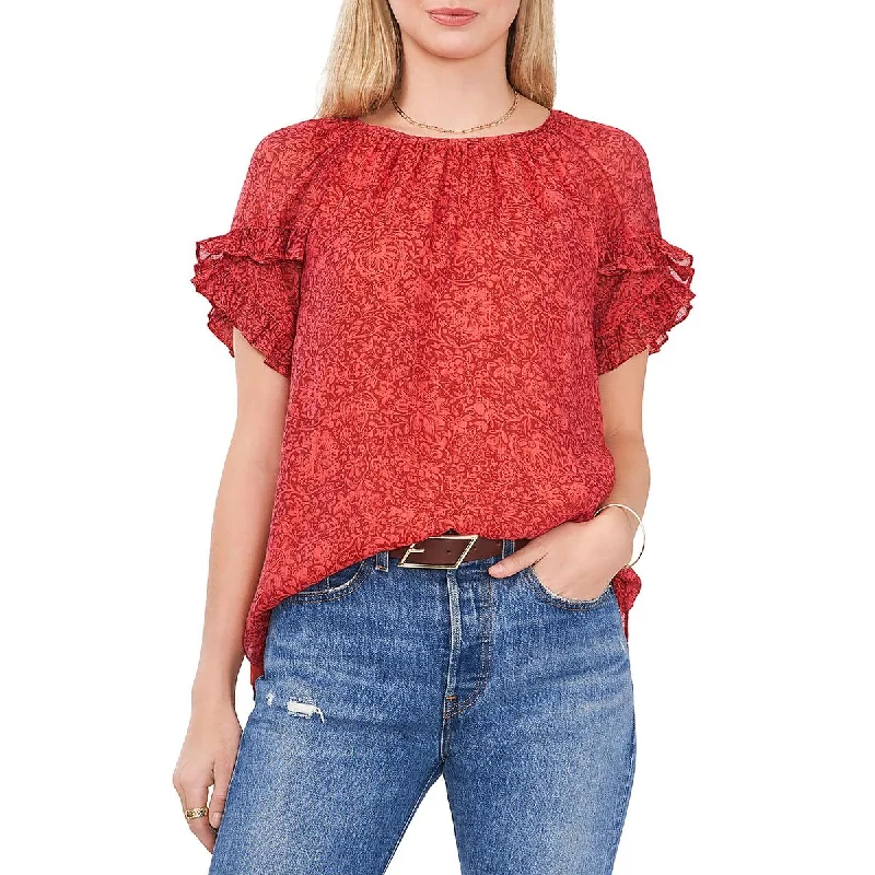 Vince Camuto Womens Paisley Ruffle Sleeve Blouse