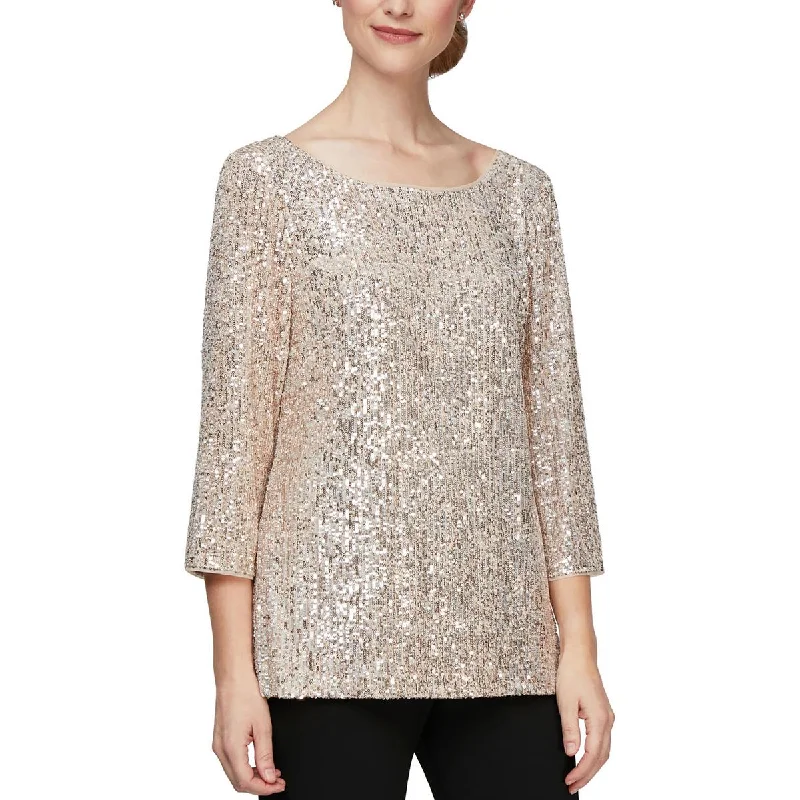 Alex Evenings Womens Sequined Blouse