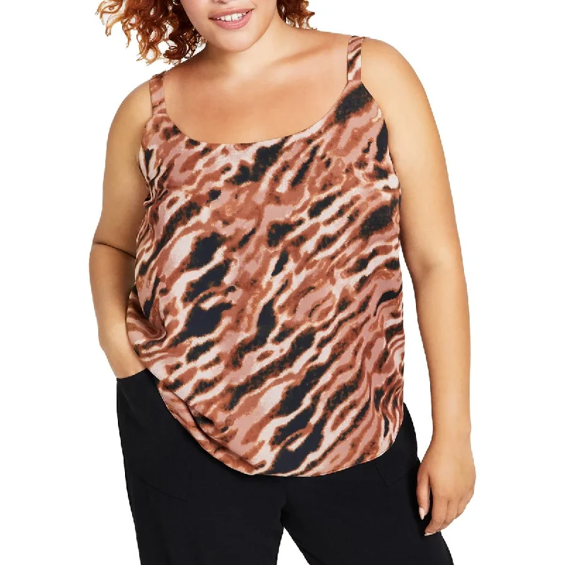 Bar III Womens Plus Animal Print Shell Tank Top