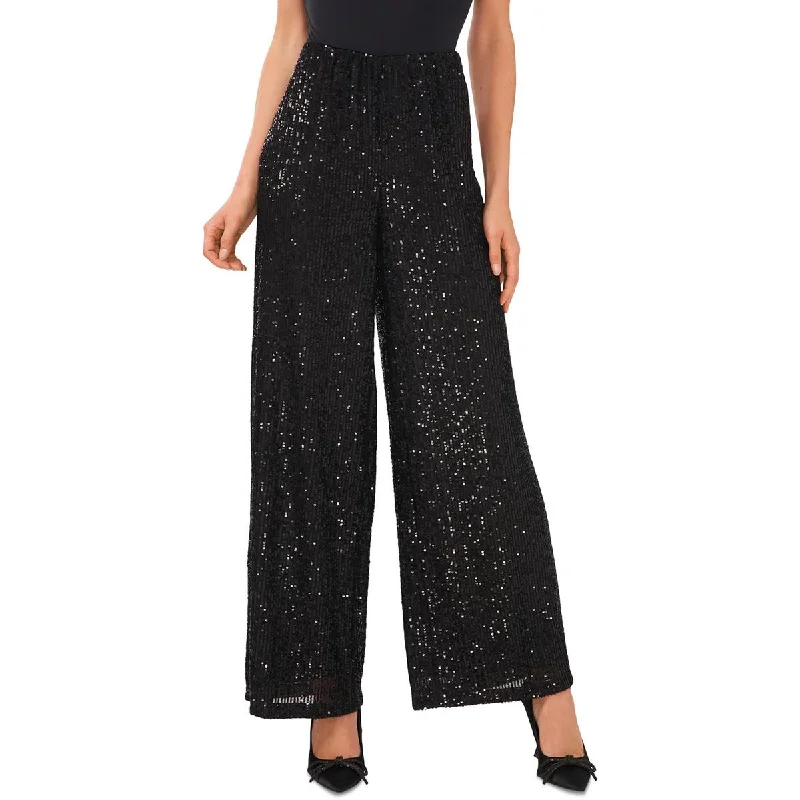 CeCe Womens Mesh Sequined Dress Pants