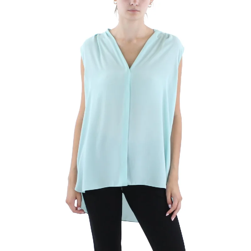 Elie Tahari Womens Georgette Button Front Blouse