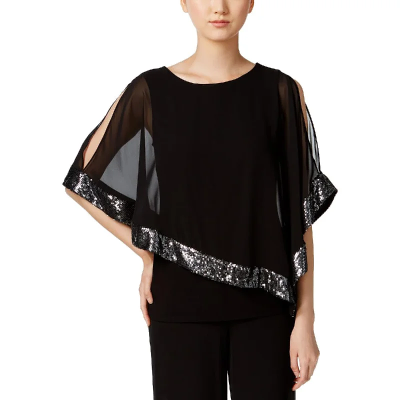 MSK Womens Petites Chiffon Asymmetric Blouse