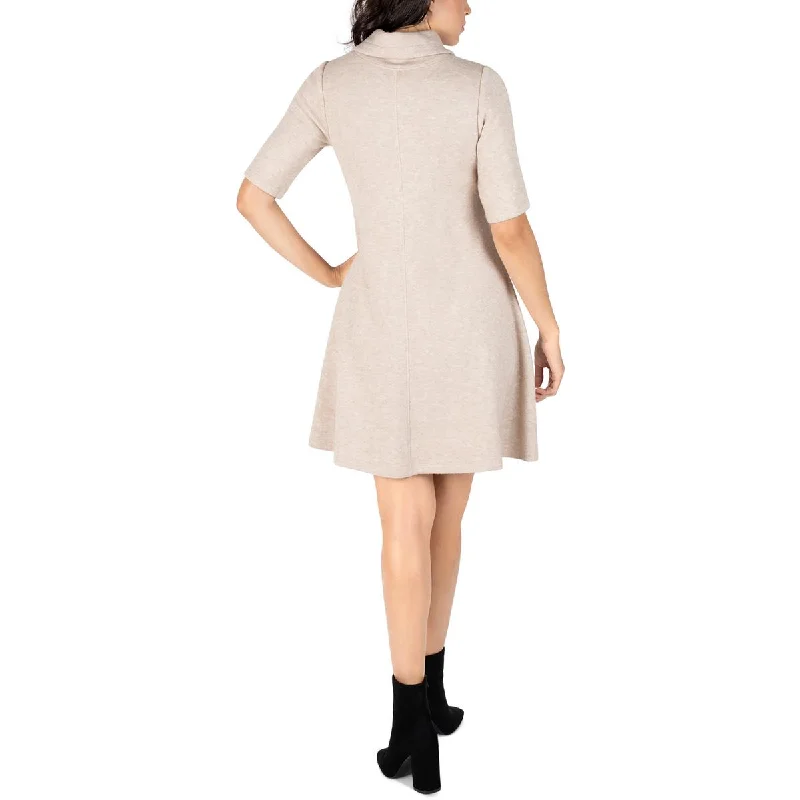 Signature By Robbie Bee Womens Petites Cowlneck Mini Sweaterdress