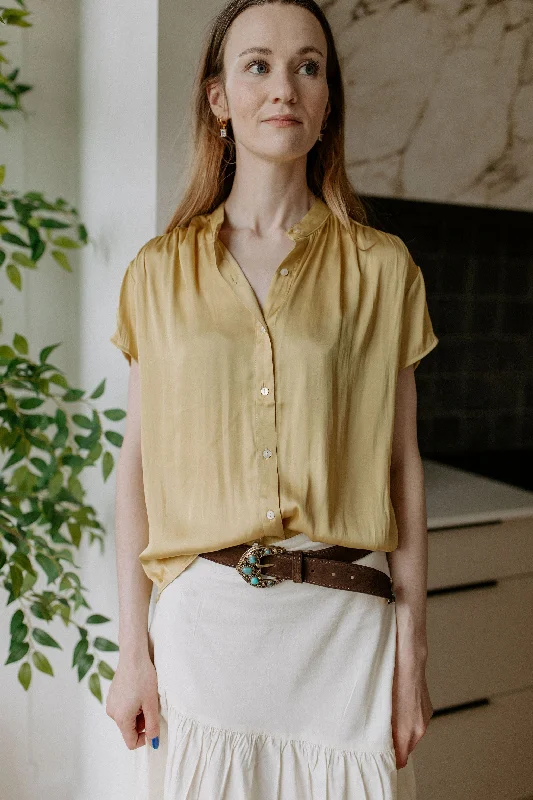 The Imala Short Sleeve Fluid Blouse - Yellow