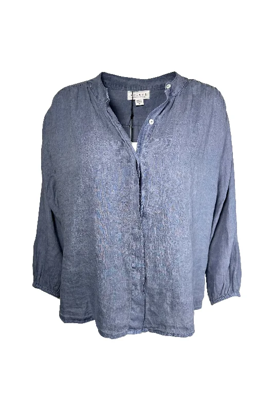 Velvet by Graham & Spencer Avis 06 Woven Linen Blouse | Blue Haze