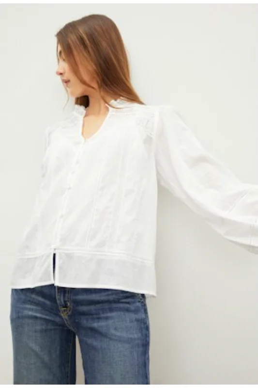 Velvet by Graham & Spencer Liam 06 Cotton Lace Blouse | White | Clearance Final Sale