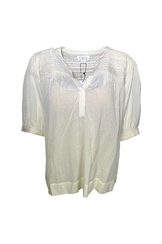 Velvet by Graham & Spencer Marci 06 Embroidered Lace Blouse | Cream