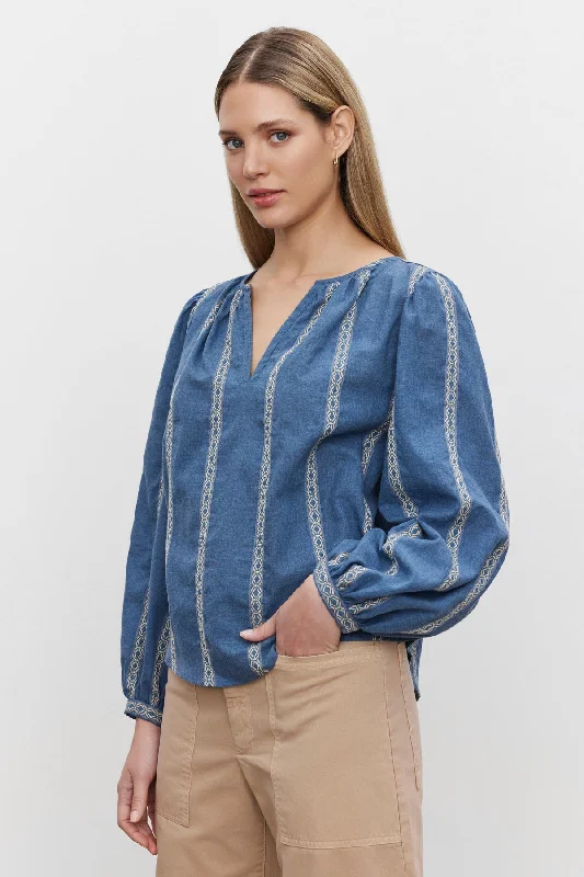 Velvet by Graham & Spencer Raylee 06 Striped Blouse | Blue