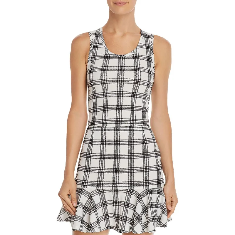 Aqua Womens Plaid Racerback Tank Top