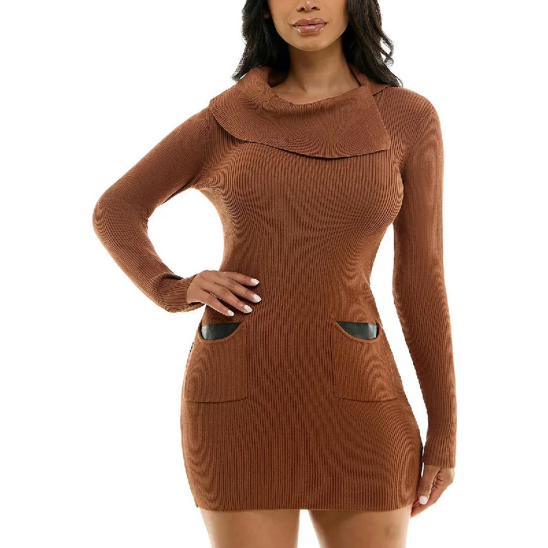 BCX Womens Juniors Ribbed Mini Sweaterdress