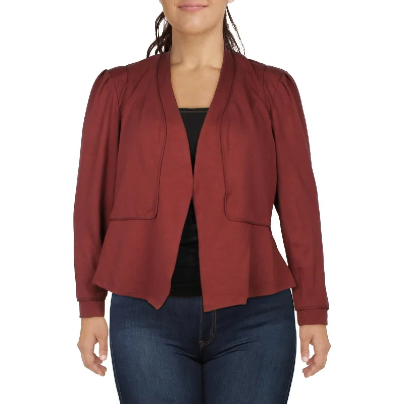 City Chic Womens Plus Collarless Layering One-Button Blazer