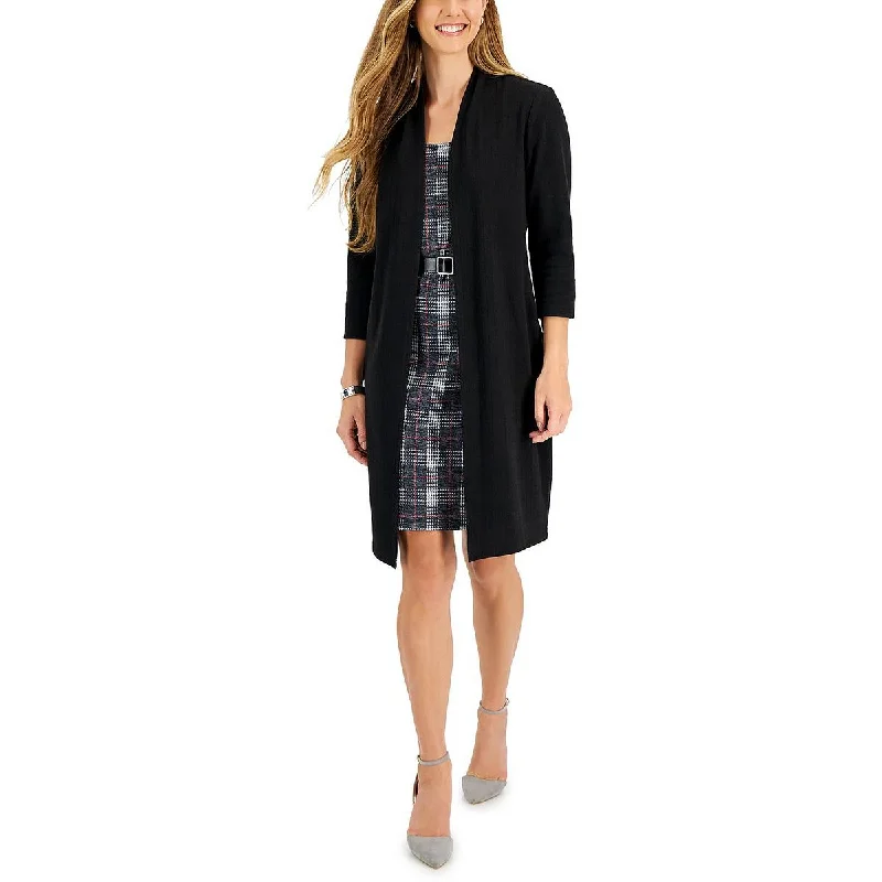 Connected Apparel Womens Knit Plaid Sweaterdress