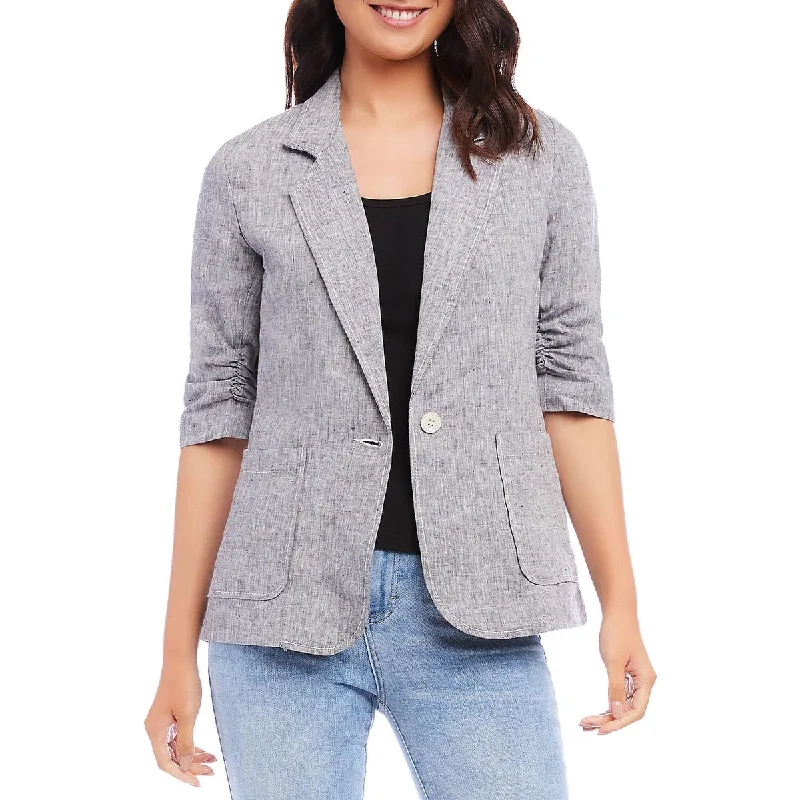 Karen Kane Womens Linen Suit Separate One-Button Blazer