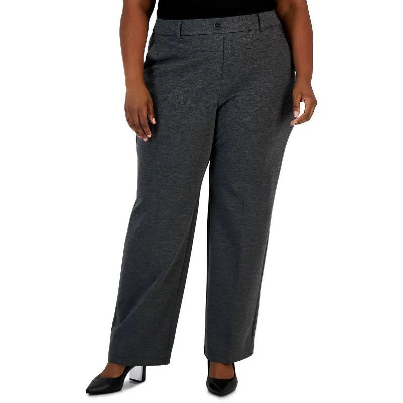 Kasper Womens Plus Ponte Faux Fly Dress Pants