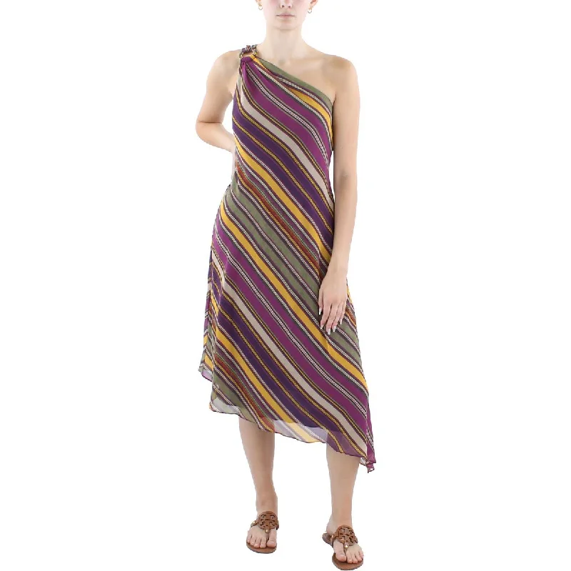 Lauren Ralph Lauren Womens Striped Tea Length Slip Dress