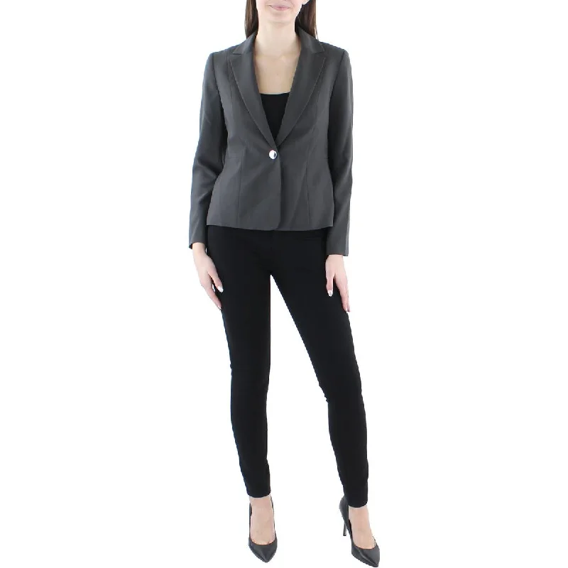 Le Suit Womens Petites Woven Long Sleeves One-Button Blazer