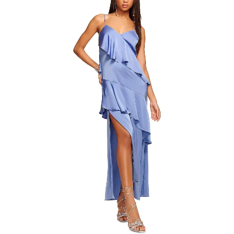 Ramy Brook Womens Elise Asymmetric Ruffled Slip Dress