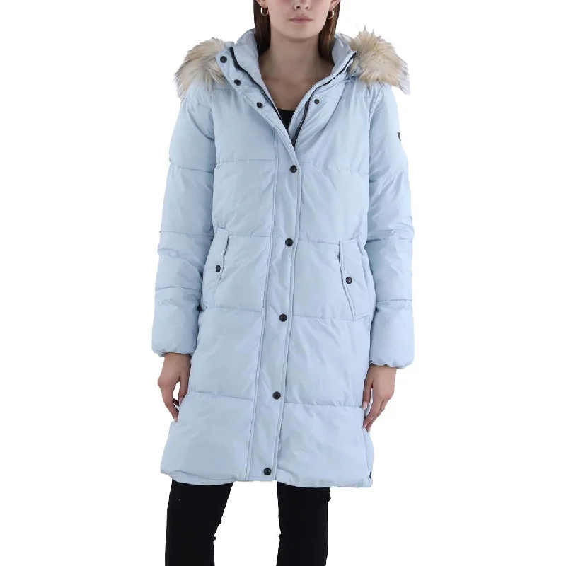 Sam Edelman Womens Quilted Hooded Parka Coat