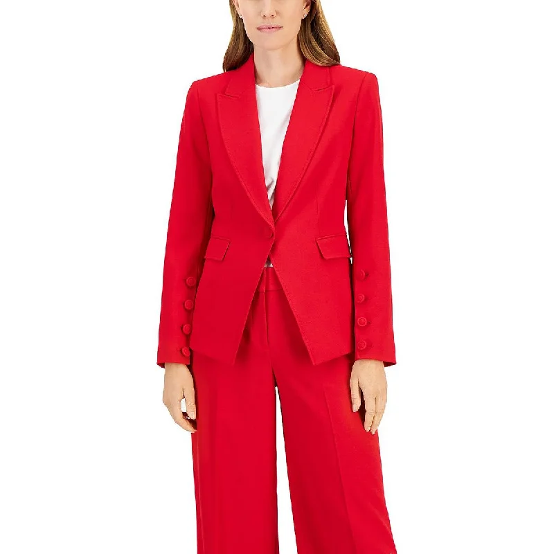 Tahari ASL Womens Crepe Point Lapel One-Button Blazer