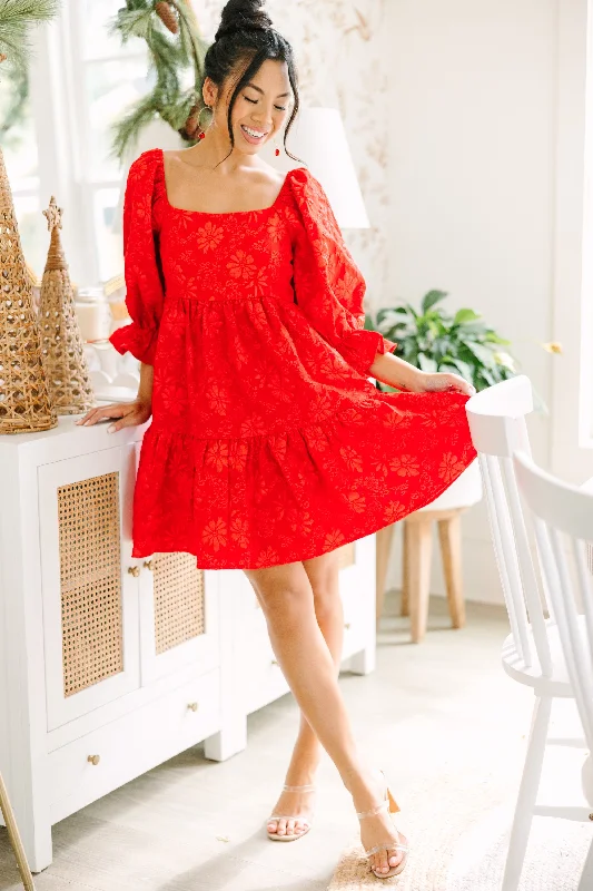 Think It Through Red Babydoll Dress