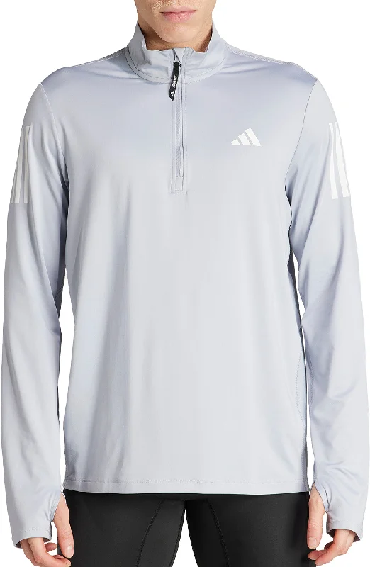 adidas Own The Run Half Zip Long Sleeve Mens Running Top - Grey