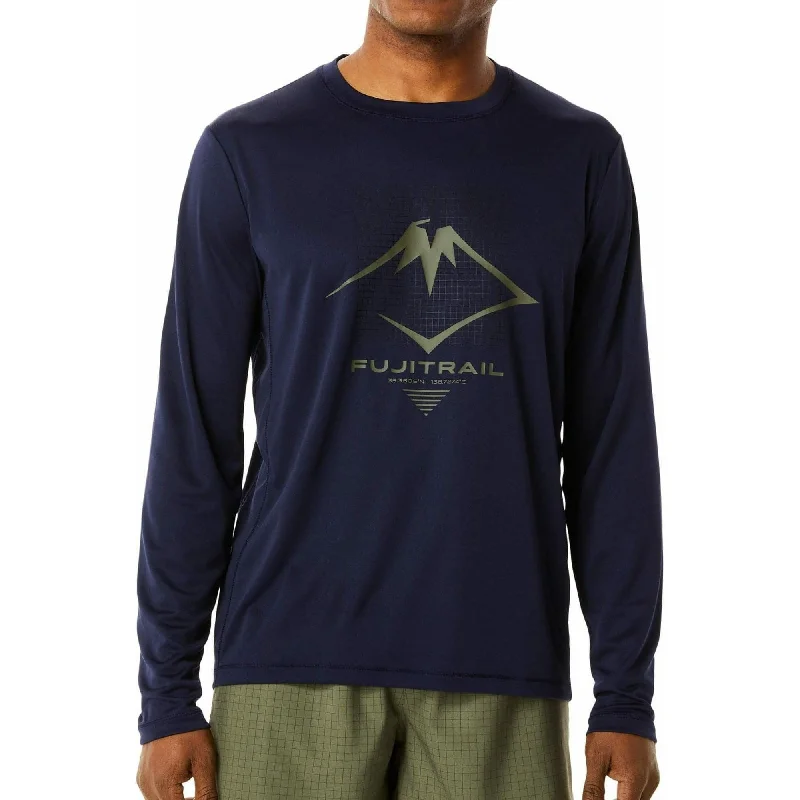 Asics Fuji Trail Logo Long Sleeve Mens Running Top - Navy