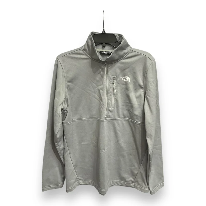 Athletic Top Long Sleeve Collar By The North Face In Grey, Size: L