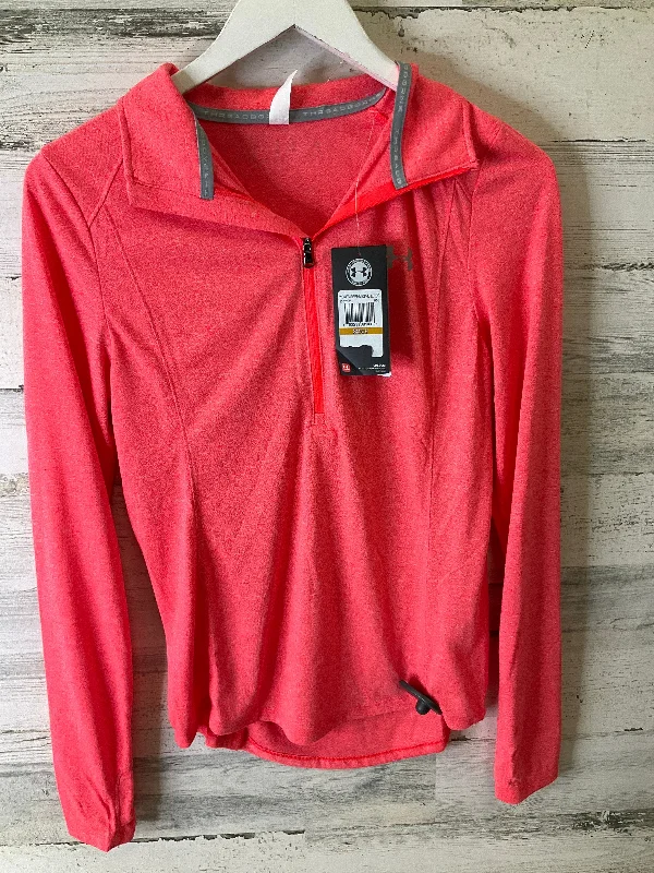 Athletic Top Long Sleeve Collar By Under Armour In Coral, Size: S