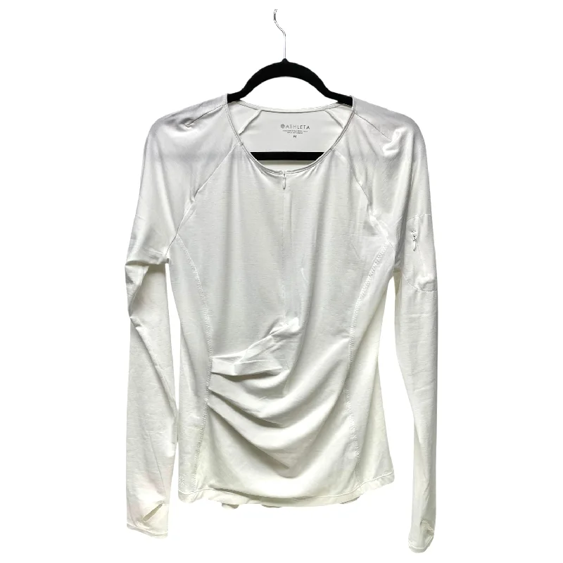 Athletic Top Long Sleeve Crewneck By Athleta In White, Size: M