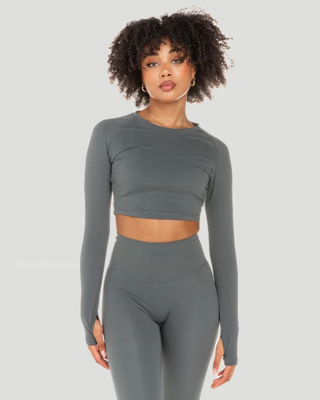 Aura Crop Long Sleeve - Cloud Grey