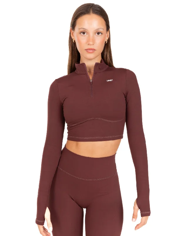 Auraluxe Crop Long Sleeve - Decadent Chocolate