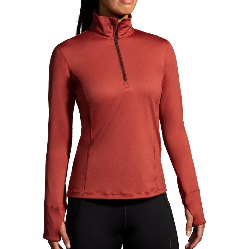 Brooks Dash Half Zip Long Sleeve Womens Running Top - Red