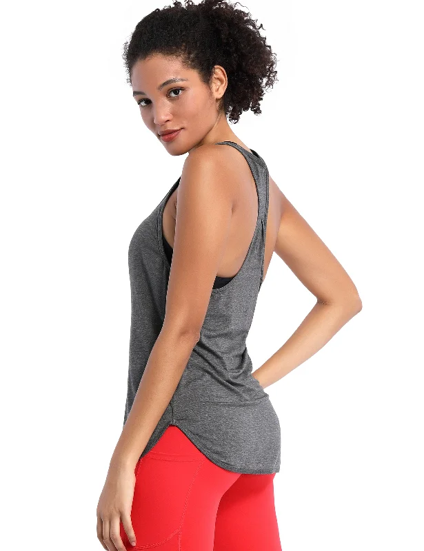 Loose Fit Racerback Tank Top heathercharcoal