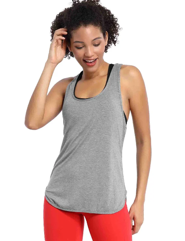 Loose Fit Racerback Tank Top heathergray