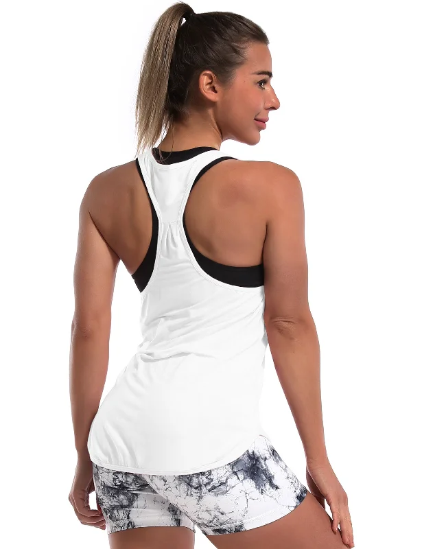 Loose Fit Racerback Tank Top white