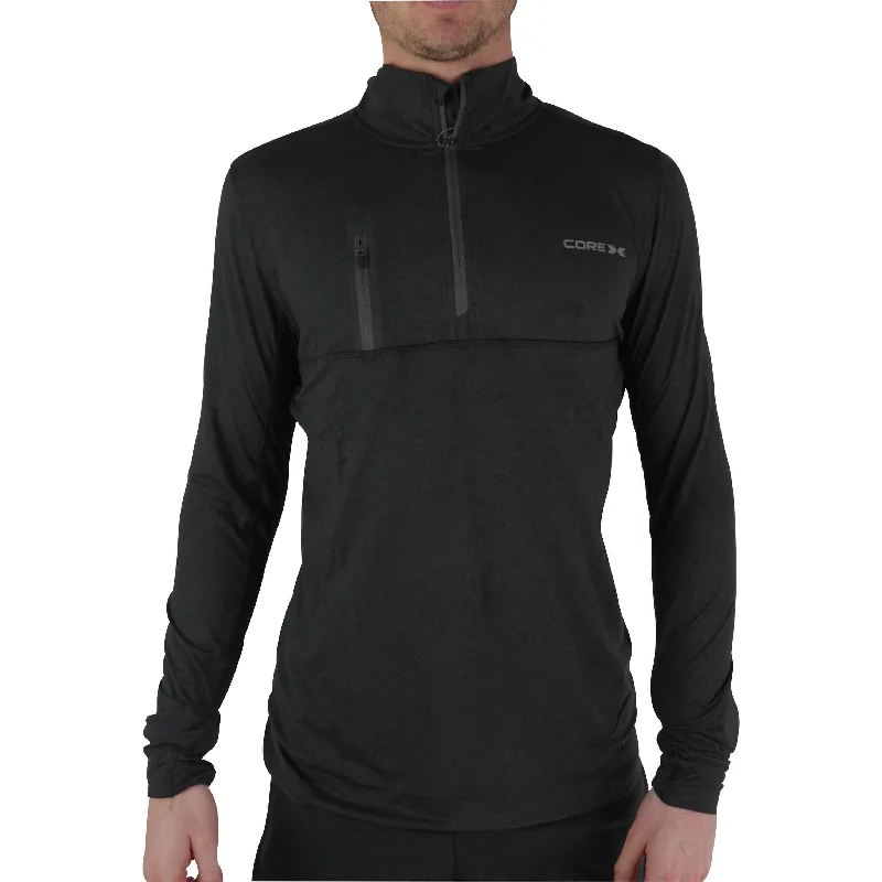 CoreX Fitness Half Zip Long Sleeve Mens Running top - Black