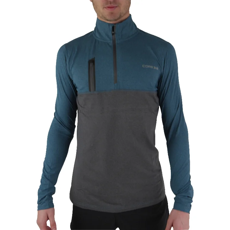 CoreX Fitness Half Zip Long Sleeve Mens Running Top - Blue