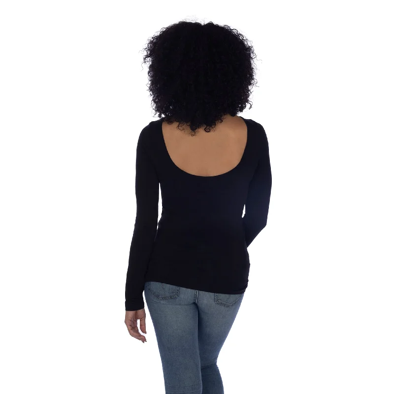 Long Sleeve Back Scoop Top