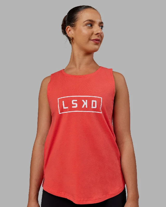 Luna FLXCotton Longline Tank - Cayenne-White