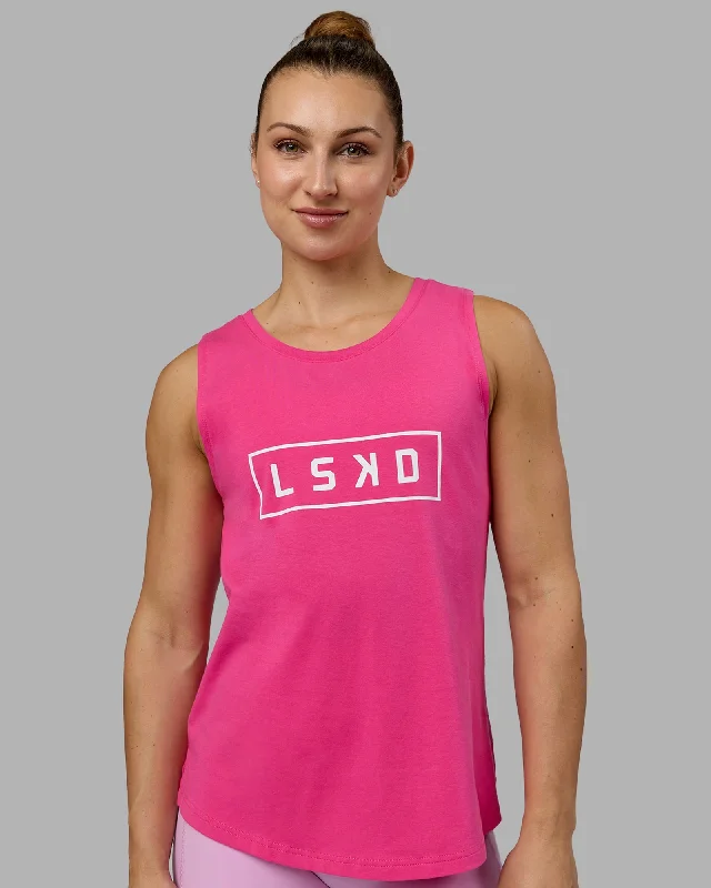 Luna FLXCotton Longline Tank - Ultra Pink-White