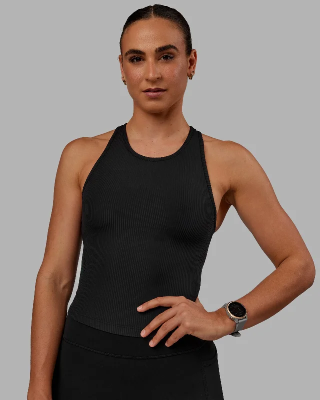 Luxe Ribbed Flow Shelf Bra Performance Tank - Black