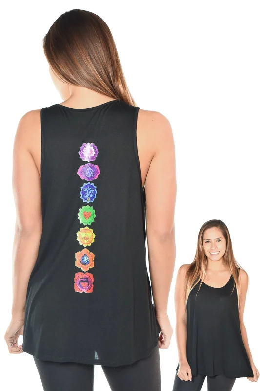 Luxurious Black Modal Tank With Full Chakras