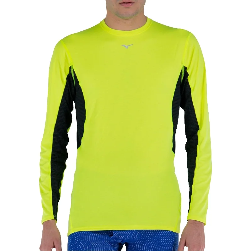 Mizuno Breath Thermo Mid Weight Long Sleeve Mens Running Top - Yellow