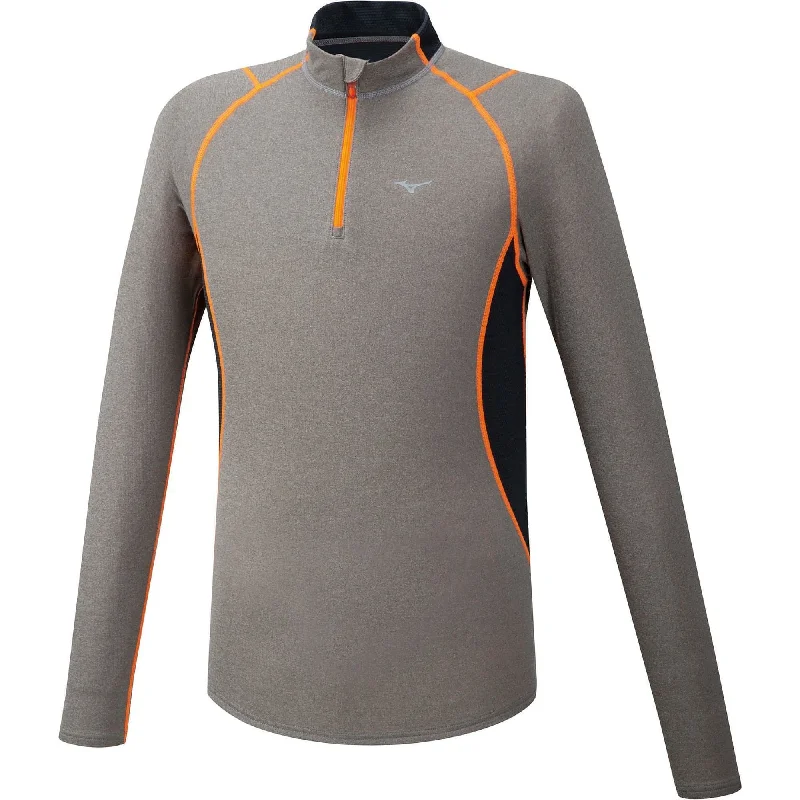 Mizuno Breath Thermo Wool Half Zip Long Sleeve Mens Running Top - Grey