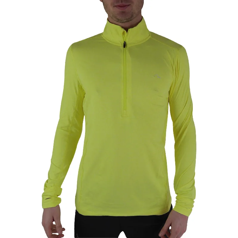 More Mile Half Zip Long Sleeve Mens Running Top - Yellow