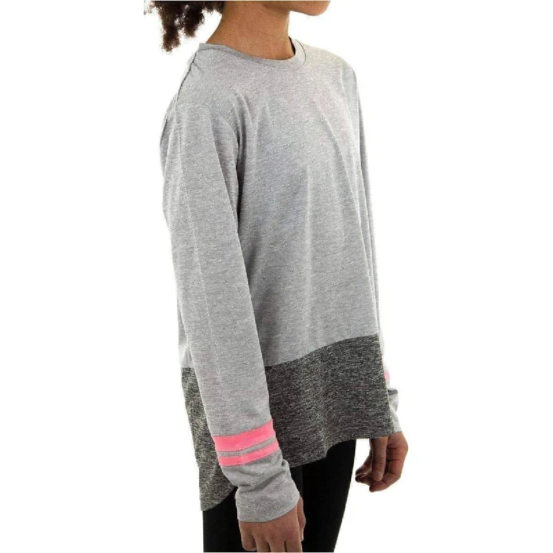 More Mile Marl Girls Long Sleeve Running Top - Grey