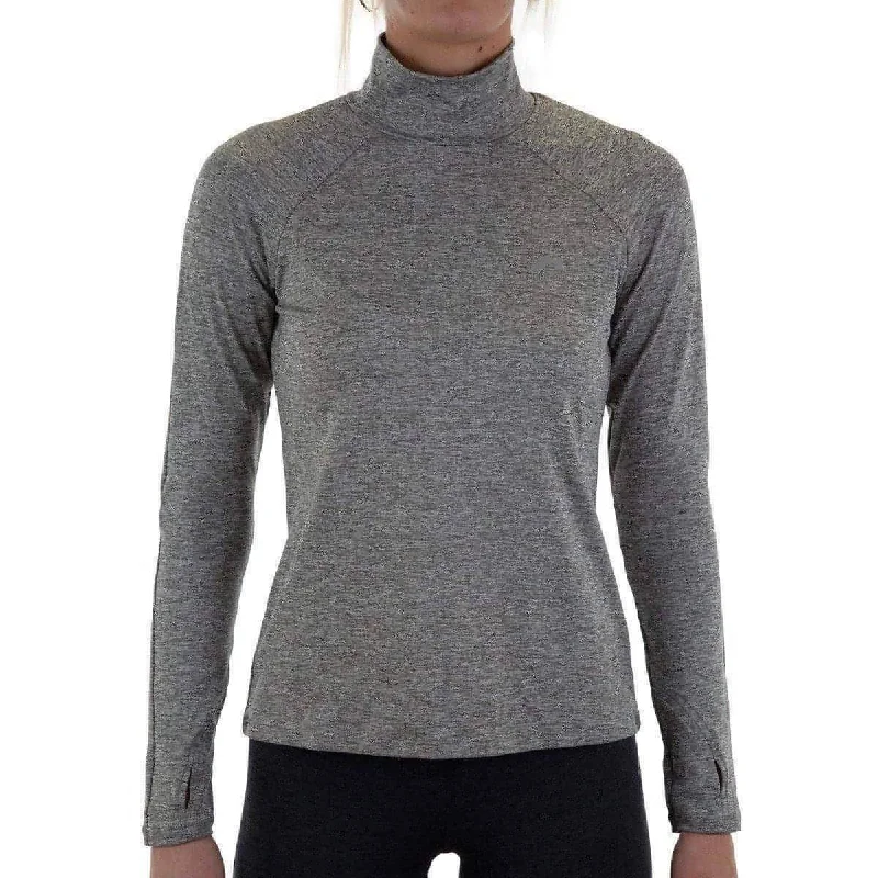 More Mile Train To Run Womens Long Sleeve Funnel Neck Running Top - Grey