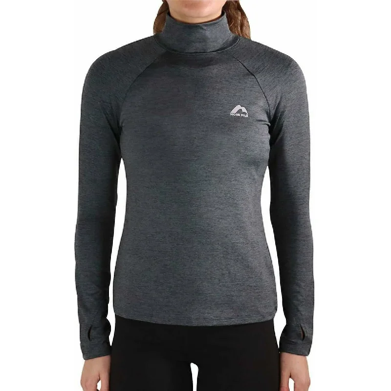 More Mile Train To Run Womens Long Sleeve Funnel Neck Running Top - Grey