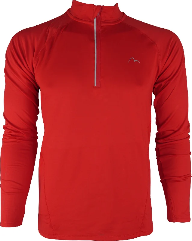 More Mile Vivid Half Zip Long Sleeve Mens Running Top - Red